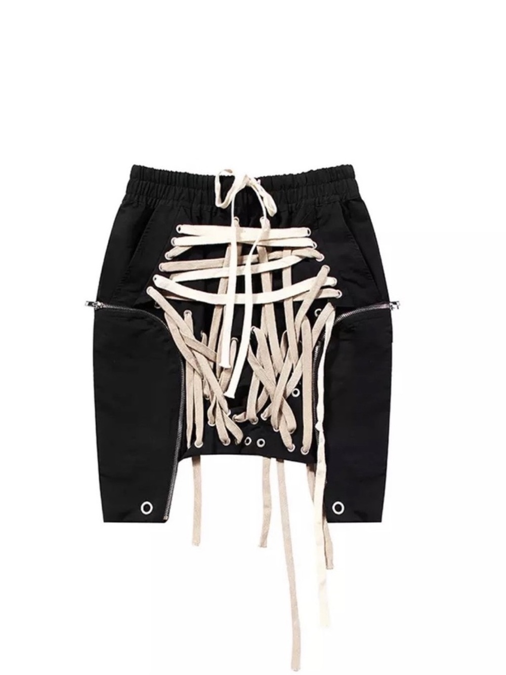 Black Lace-Up Detail Mini Skirt